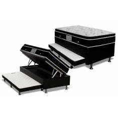 Cama Box Baú c/Auxiliar Solteiro: Colchão Molas Ortobom Nanolastic Phy