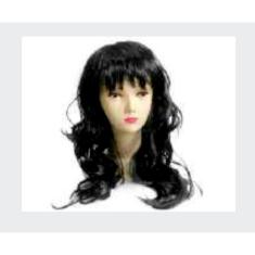 Peruca Longa Ondulada Preta Cosplay Festas