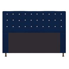 Cabeceira Estofada Dama 160 cm Queen Size Com Strass Suede Azul Marinho - ADJ Decor