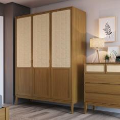 Guarda Roupa Casal 3 Portas 3 Gavetas Viena Mel