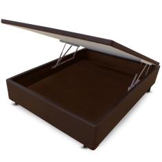 Cama Box Viuvo Corano Marrom Bau Pistão Frontal Dabe 120x200
