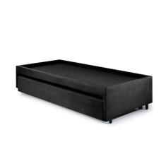 Bicama Box para Dois Colchões Solteiro Suede Preto