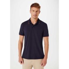 Camisa Polo Básica Masculina Manga Curta Em Piquet - Azul XG-Masculino