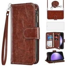 Asuwish Capa de celular para Samsung Galaxy S23 5G carteira com protetor de tela alça transversal flip zíper suporte para cartão slot de crédito suporte S 23 23S GS23 G5 SM-S911U 6,1 polegadas