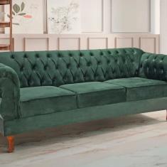 Namoradeira Chest 3 Lugares Elisabeth Veludo Verde