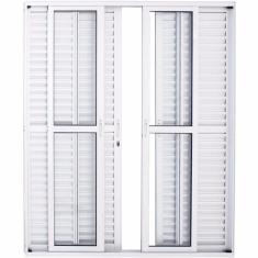 Porta de Alumínio Balcão 6 Folhas Branca Linha 25 Com Fechadura - DC