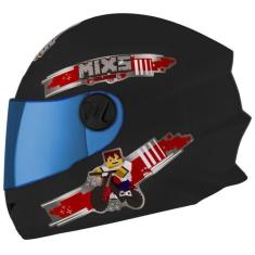 Capacete Fechado Mixs Start Infantil Blocks, PRETO FOSCO, 54