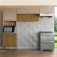 Cozinha Compacta Urbane 9 Portas Ripado 3d Freijó/Vanilla - Kits Paran