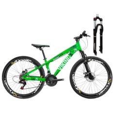 Bicicleta Aro 26 VikingX Tuff25 21v Freios Mecânicos e Trava, Verde, P