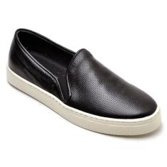 Tênis Slip On Casual Em Couro Sola Macia Krn Shoes Costura Aparente, P