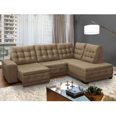 Sofá Canto Chaise 5 Lugares Retrátil Reclinável 285 Cm Mola Bonnel Pil