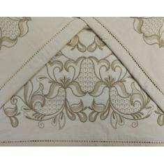 Jogo Lençol Bordado Queen Size 4 Peças 100 % Algodão Percal - INGRID B