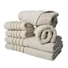 Jogo De Toalhas 2 Banho 2 Rosto 2 Piso - 6 Pçs Montreal 100% Algodão - Bege