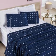 Jogo lençol Queen Balls Micropercal 200Fios 4pç 100% Poliéster - Marin