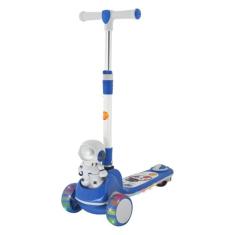 DM Toys Patinete Infantil Ajustável Lean-to-Steer 3 Rodas com Led e Som até 60kg Astronauta Branco e Azul