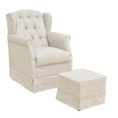 Poltrona De Amamentação Balanço E Puff Lívia Linho P04 Bege - Mpozenato