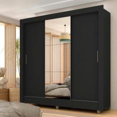 Guarda Roupa Casal C/espelho 3 Pts 1 Gav Alice Preto - M. Arapongas Preto Fosco