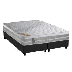 Cama Box Queen: Colchão Molas Pocket Ensacadas Castor Premium Gel + Base CRC Suede Gray (158x198)