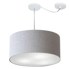 Lustre Pendente Cilíndrico Com Desvio Md-4252 Cúpula Em Tecido 55x25cm Rustico Cinza - Bivolt
