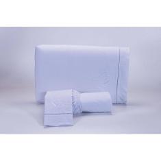 Jogo Lençol Casal Super King 3 Peças Branco 200 Fios Algodão