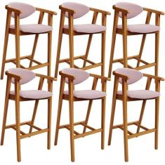 Kit 06 Banquetas Alta Para Cozinha Bancada Bar Sala De Jantar Fixa Cec