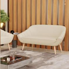 Namoradeira 02 Lugares Giovana Linho Pés Palito Natural - D'Rossi, A27