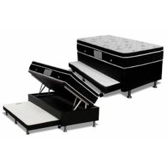 Conjunto Box Baú Solteiro: Colchão Molas Ortobom Nanolastic Physical +