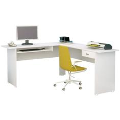 Escrivaninha Mesa Escritório em L Cannes 1 Gaveta 165cm Branca - Artel