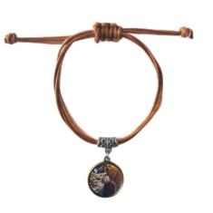 DIYthinker Bracelete Ocean Anêmona Peixe Coral Ciência Natureza Pulseira Couro Corda Pulseira Marrom Joia Presente