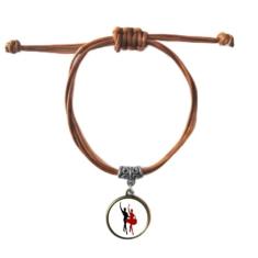DIYthinker Pulseira Social Dancing Duet Dance Performance Pulseira de couro com corda de couro marrom joia presente
