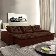 Sofá Reclinável 5 Lugares 320cm Dallas Montano Estofados Veludo Marrom