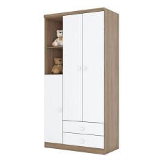 Guarda Roupa Infantil Bala de Menta Rústico Branco - Henn