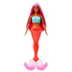 Boneca Barbie Sereia Cauda Laranja Fluorescente HRR02 HRR04 - Mattel