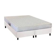 Cama Box Queen: Colchão Espuma Herval  AG65 Firme Frontier + Base CRC Courano White(158x198)