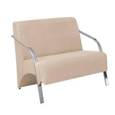 Poltrona Namoradeira 2 Lugares Braço Alumínio Bege
