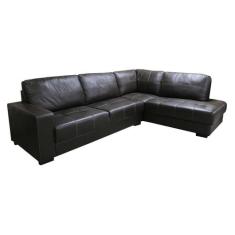 Sofá de Couro Canto Marrocos 3 lugares com Chaise Direita Marrom Pigme