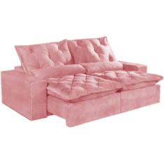 Sofá 4 Lugares Elegance Retrátil e Reclinável com Tecido Suede de 230cm Cor Rose