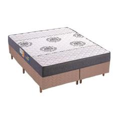 Cama Box Queen: Colchão Espuma D45 Polar Pérola Clean + Base CRC Rústi