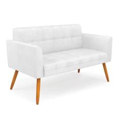 Sofá Namoradeira Elisa Corano Pés Palito Castanho - D'rossi Cor Branco