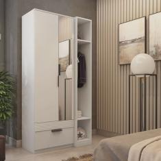 Guarda Roupa Solteiro com Espelho 2 Portas 1 Gaveta Capri