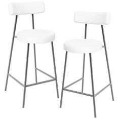 Kit 02 Banquetas Baixas Para Cozinha Sala De Jantar Bar Bancada Milão L02 Facto Branco - Lyam Decor