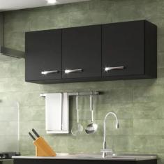 Armário Aéreo De Cozinha 3 Portas Carolina - Black Black