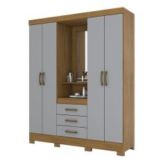 Guarda Roupa Solteiro Nápole Nature Cinza - Briz Móveis