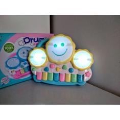 Piano Bebe Drum Infantil Musical Luminoso Sonoro Teclado - Dm Toys