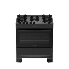 Fogão 5 Bocas Atlas Mônaco Top Glass Automático Mesa De Vidro Preto Bi