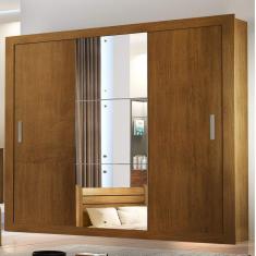 Guarda Roupa Casal com Espelho 3 Portas de Correr Alice Luxo