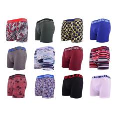 Kit 12 Cuecas Boxer Somellos Microfibra Masculina Estampada
