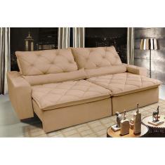 Sofá Lisboa 2,52m Retrátil, Reclinável com Molas no Assento Tecido Suede Grafiato  - Cama InBox