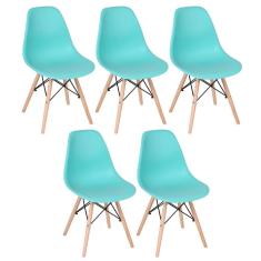 Kit - 5 x cadeiras Charles Eames Eiffel DSW - Base de madeira clara