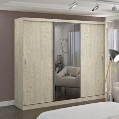 Guarda Roupa Casal 1 Espelho 3 Portas de Correr 2 Gavetas Mdf Mm7318e1 Espresso Móveis Marfim Areia